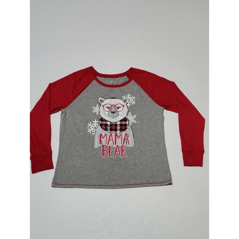 (#4) Mama Bear Long Sleeve Pullover Size Women's Large Gray/red